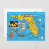 Carte postale Carte de l'État de Floride (Devant / Derrière)