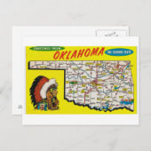 Carte postale Carte de l'État de l'Oklahoma (Devant / Derrière)
