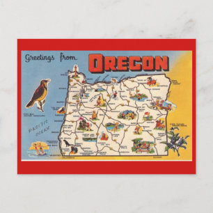 Carte postale Carte de l'État de l'Oregon