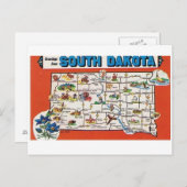 Carte postale Carte de l'État du Dakota du Sud (Devant / Derrière)