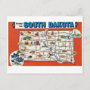 Carte postale Carte de l'État du Dakota du Sud