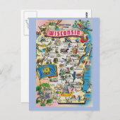 Carte postale Carte de l'État du Wisconsin (Devant / Derrière)
