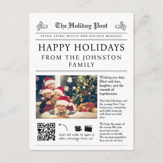 Carte postale Carte de Noël du journal QR Code (Devant)