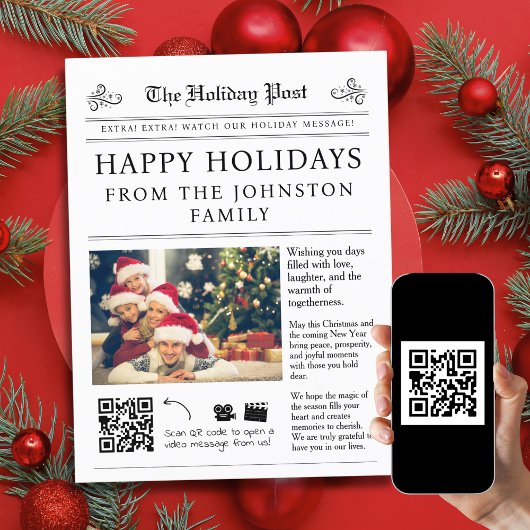 Carte postale Carte de Noël du journal QR Code