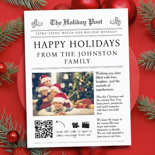 Carte postale Carte de Noël du journal QR Code