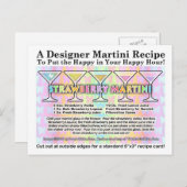 Carte postale Carte de recette à martini à la frai (Devant / Derrière)