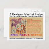 Carte postale Carte de recette à martini du jour d (Devant / Derrière)