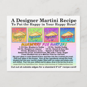 Carte postale Carte de recette Blueberry Pie Marti