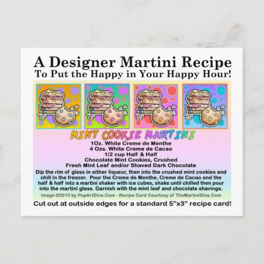 Carte postale Carte de recette de biscuits à la me (Devant)