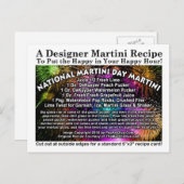 Carte postale Carte de recette Martini Day Nationa (Devant / Derrière)
