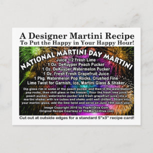 Carte postale Carte de recette Martini Day Nationa