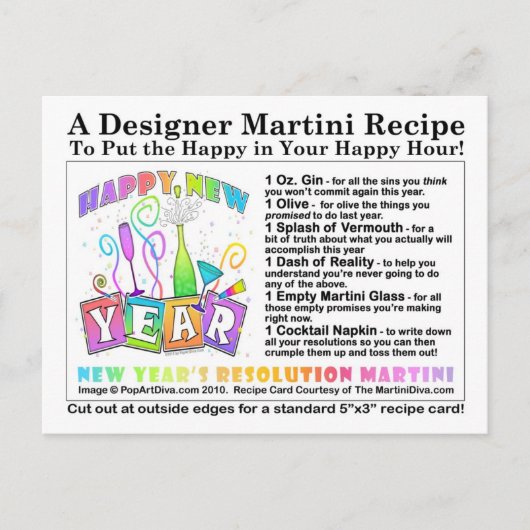 Carte postale Carte de recette Martini Résolution  (Devant)