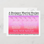 Carte postale Carte de Recette Pink Diva Martini (Devant / Derrière)