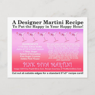 Carte postale Carte de Recette Pink Diva Martini