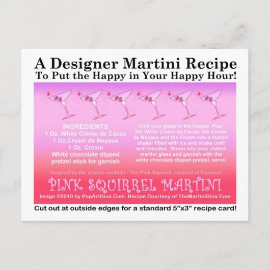 Carte postale Carte de recette Pink Squirrel Marti (Devant)