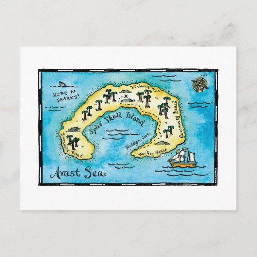 Carte postale Carte des trésors de l'île du crâne  (Devant)