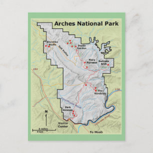 Carte postale Carte du parc national Arches