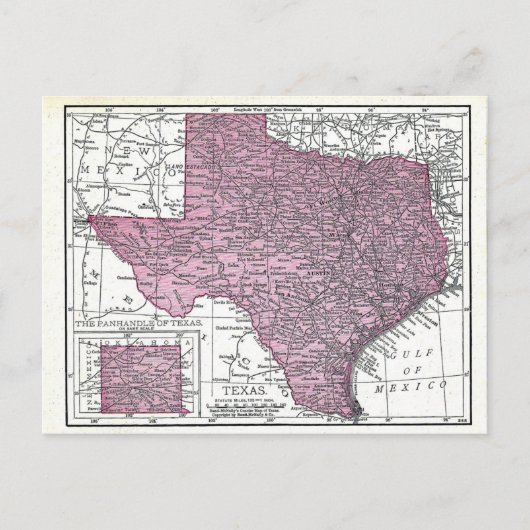 Carte postale : Carte du Texas, 1921 (Devant)