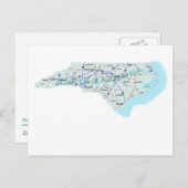 Carte postale Carte Interstate de Caroline du Nord (Devant / Derrière)