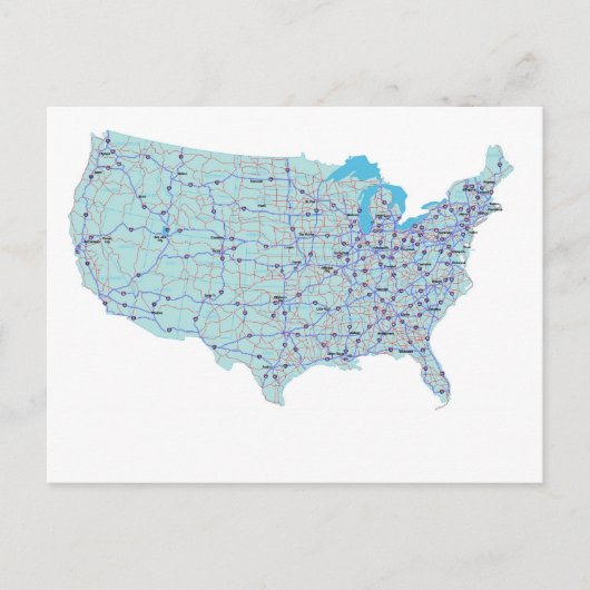 Carte postale Carte Interstate États-Unis (Devant)