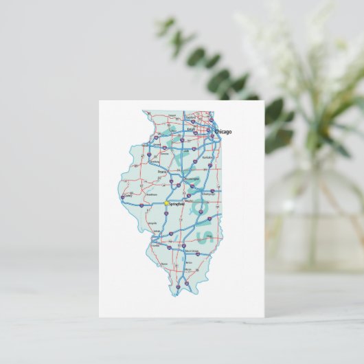 Carte postale Carte Interstate Illinois (Debout devant)
