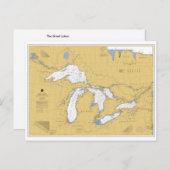 Carte postale Carte marine des Grands Lacs (Devant / Derrière)