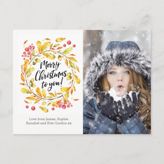 Carte postale carte photo de couronne de Noël pers (Devant)