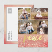 Carte postale Carte photo de Noël de voeux de paix (Devant / Derrière)