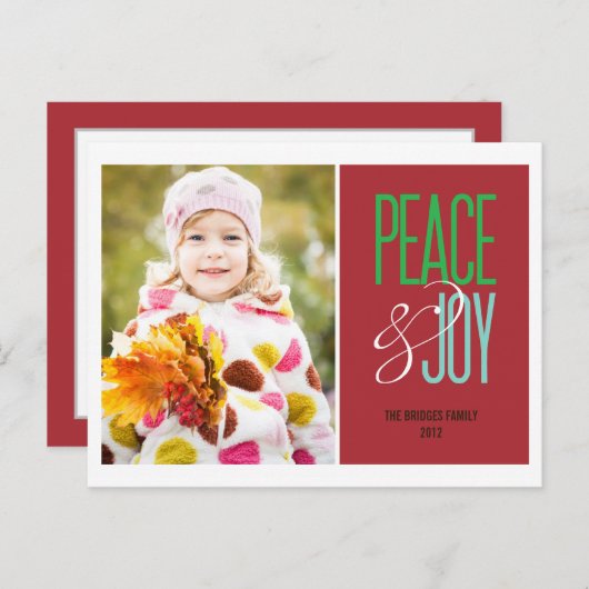 Carte postale Carte photo de vacances Peace & Joy (Devant / Derrière)