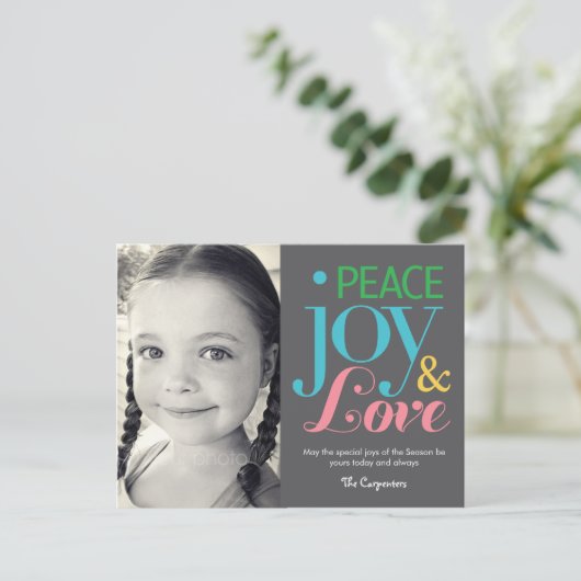Carte postale Carte photo de vacances Peace Joy & (Debout devant)