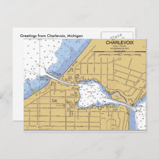 Carte postale Carte postale Charlevoix, MI Round L (Devant / Derrière)