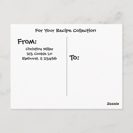 Carte postale Carte postale de recette de biscuits (Dos)