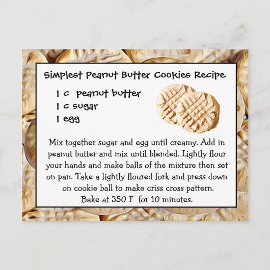 Carte postale Carte postale de recette de biscuits (Devant)