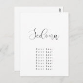 Carte postale Carte postale Sedona Seating Chart (Devant / Derrière)