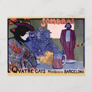 Carte Postale Cartel "Els Quatre Gats" modernista de Ramón Casas