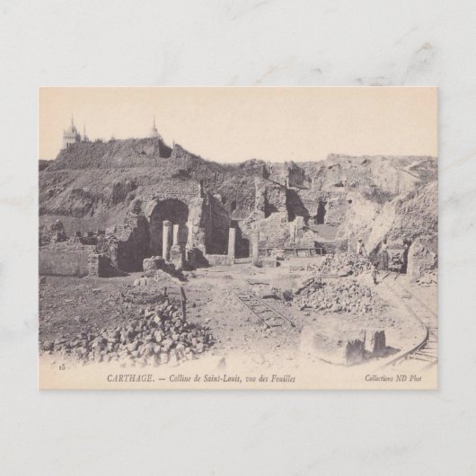 Carte Postale Carthage vintage, vestiges romains, Colline Saint- (Devant)