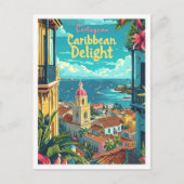 Carte Postale Carthagène Colombie Illustration de voyage d'art V (Devant)