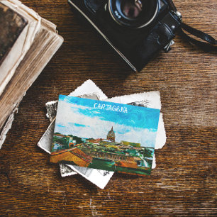 Carte Postale Carthagène Colombie Peinture Ville Vue