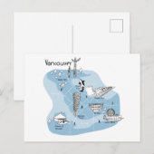 Carte Postale Cartographie Vancouver - Bleu (Devant / Derrière)