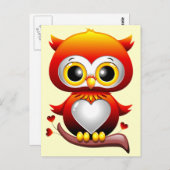 Carte postale Carton Coeur Amour Chouette Bébé (Devant / Derrière)