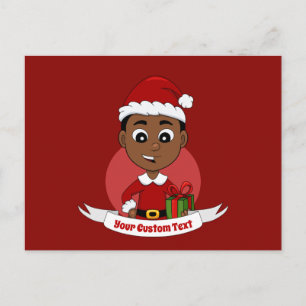 Carte Postale Carton Cute African American Christmas boy