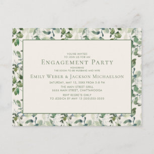 Carte Postale Carton de mariage aux feuilles d'eucalyptus vert s