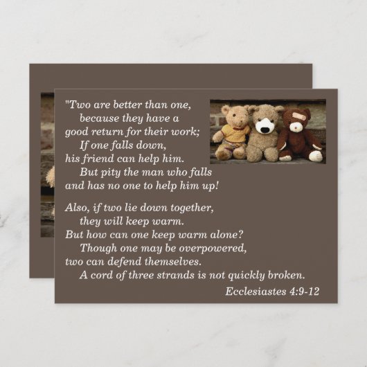 Carte Postale Carton de mémorisation de verset biblique Ecclésia (Devant / Derrière)