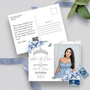 Carte Postale Carton de photo de Quinceañera avec diadème argent