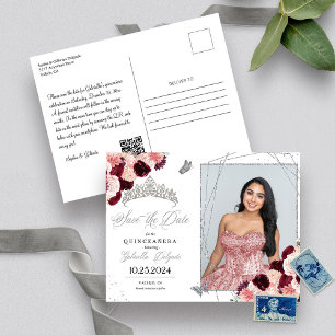 Carte Postale Carton de photo de Quinceañera avec diadème de Bou