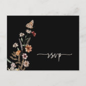 Carte Postale Carton de réponse de mariage Black Boho (Devant)