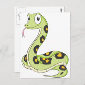 Carte Postale Carton de serpent d'Anaconda vert mignon (Devant / Derrière)