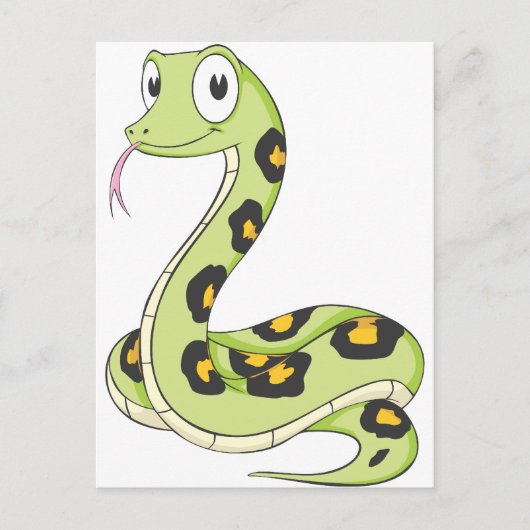 Carte Postale Carton de serpent d'Anaconda vert mignon (Devant)