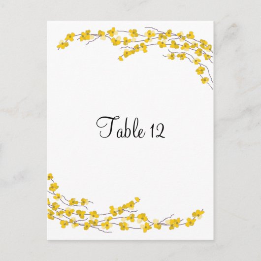 Carte Postale Carton de Siège de Table Fleurs Jaune Doré (Devant)