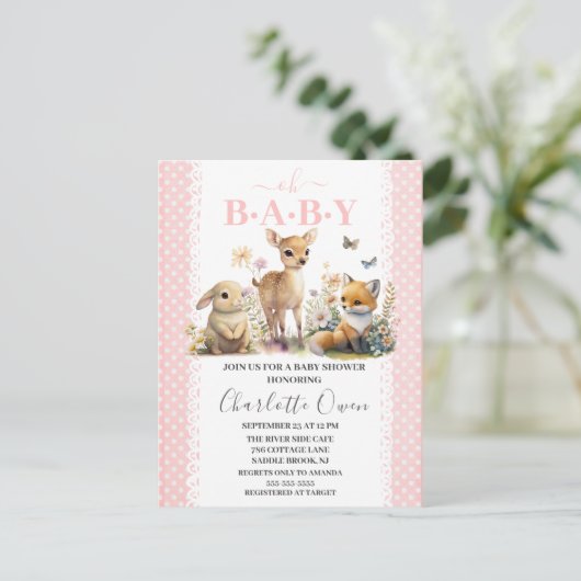 Carte Postale Carton d'invitation à la Baby Shower Oh Bébé Anima (Debout devant)